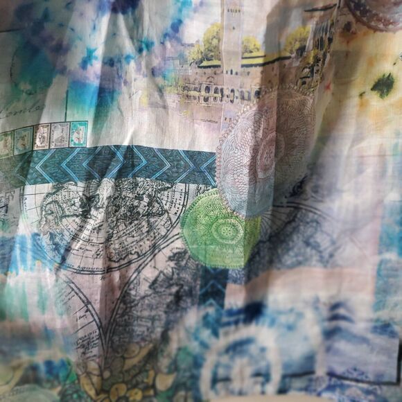 Eleanore Emaldi Paris Blouse Size S / M Cotton Made In Italy Watercolor Mandalas - Picture 8 of 16